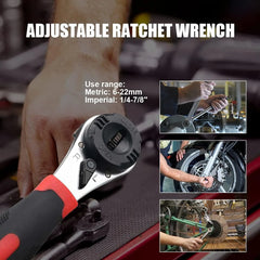 6-22mm Universal Adjustable Ratchet Wrench