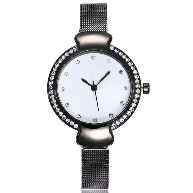 Stainless Steel Band Marble Hours Watch For Women's