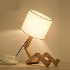 Robot Shape Wooden Table Lamp